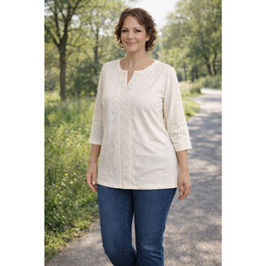 Chico’s Ivory Embroidered Tunic Top | Size 2 (Large) | Boho Cottagecore